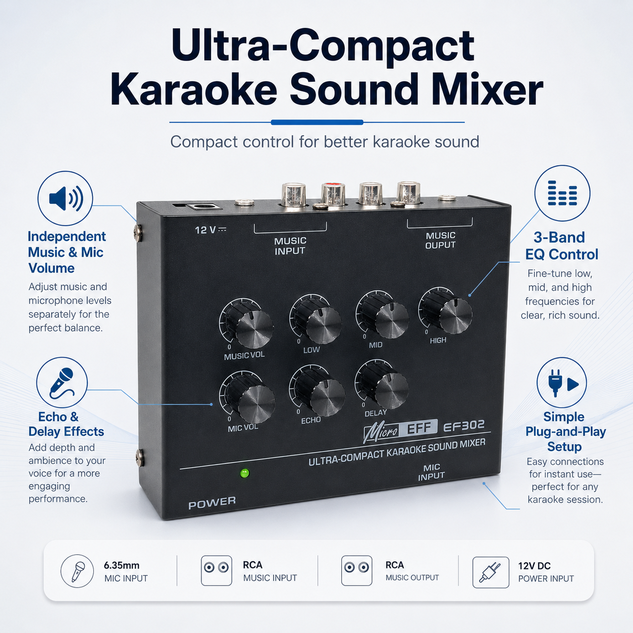 Audio And Music Mixer - Mini Karaoke Audio Mixer EF302 7