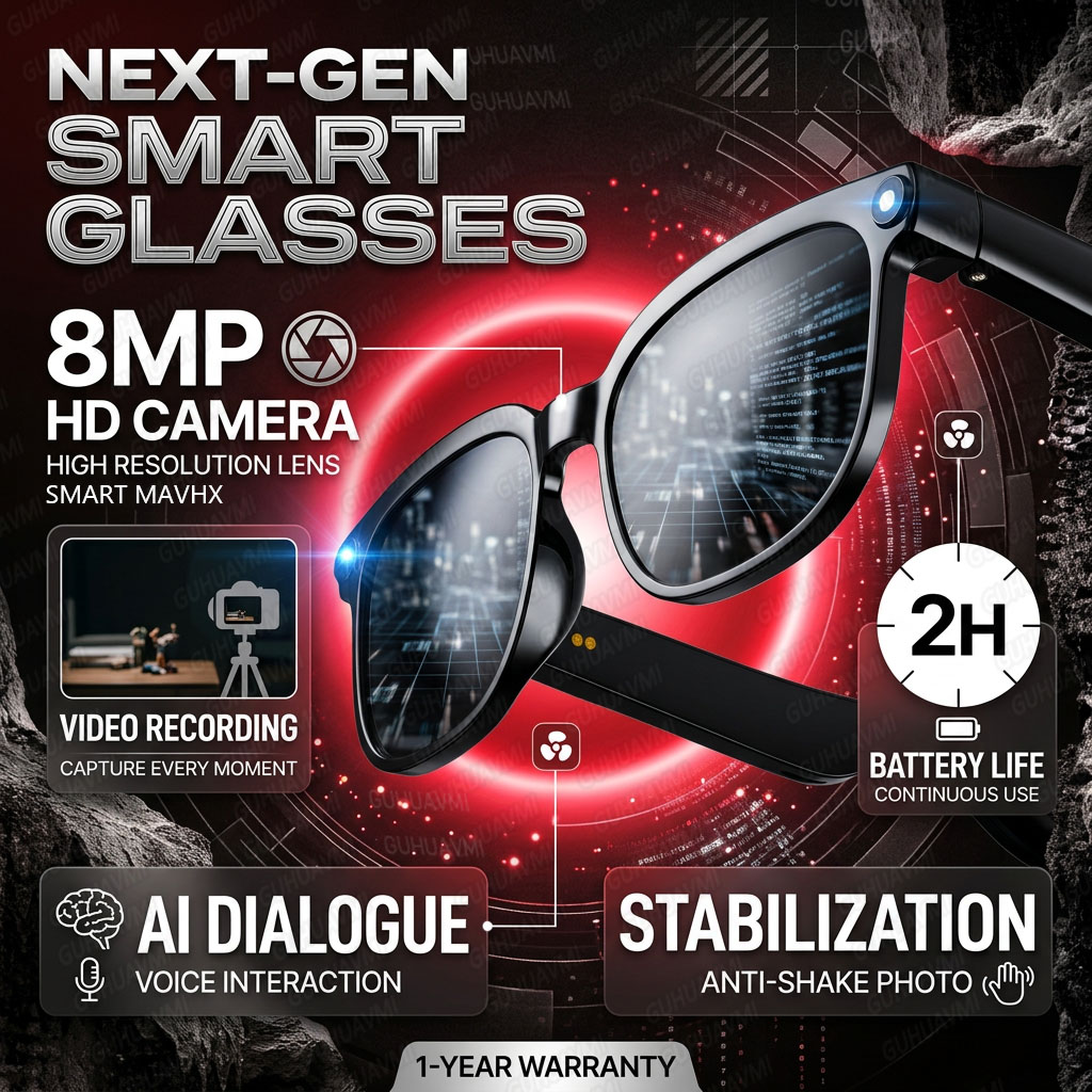 Wireless Smart Camera Glasses  - Audio Music Videos บทวิจารณ์และราคา