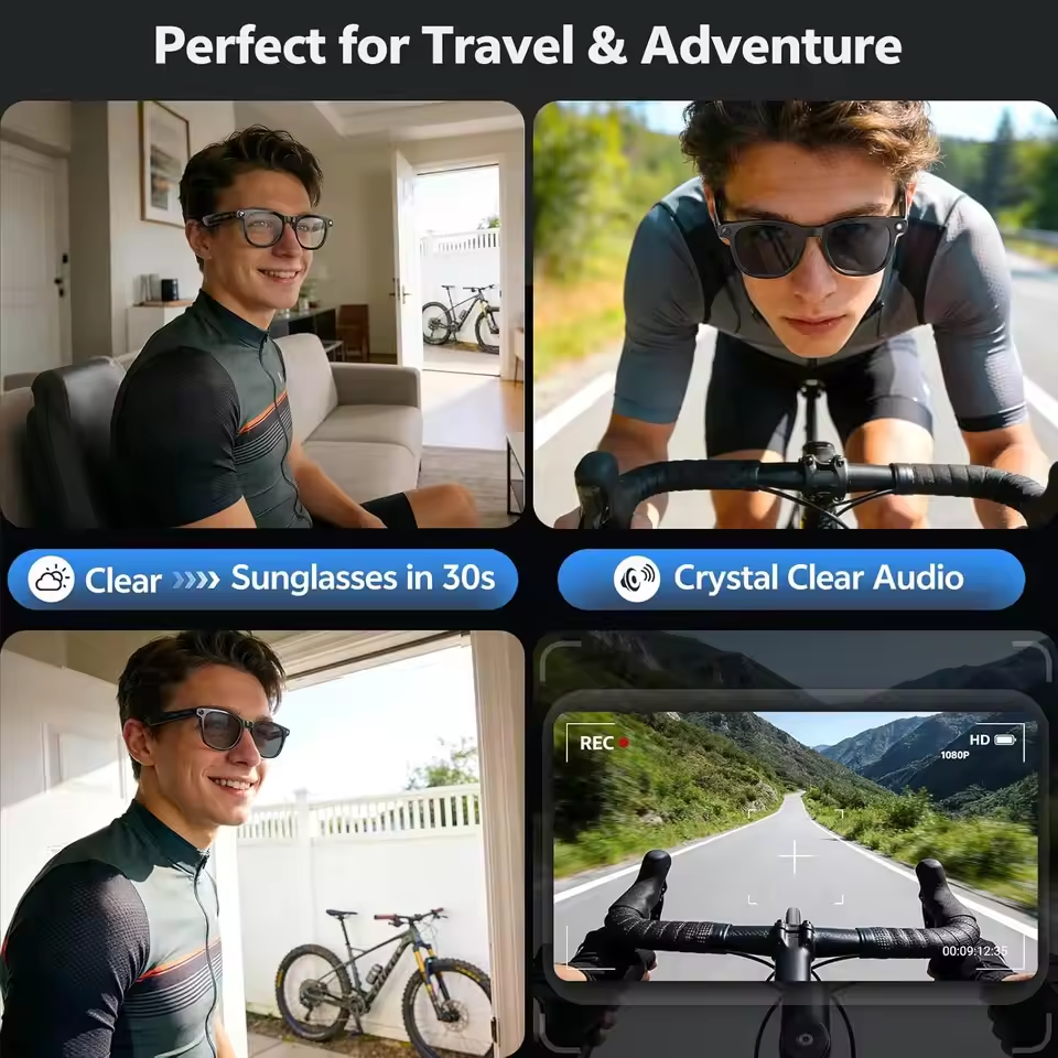 Wireless Smart Camera Glasses  - Audio Music Videos บทวิจารณ์และราคา