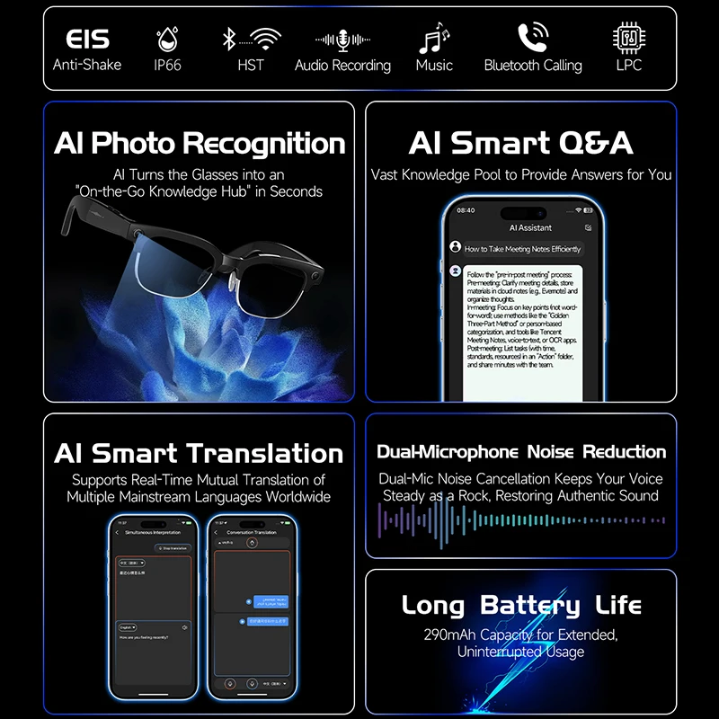 Smart Camera Glasses Photo and - Audio Music Videos บทวิจารณ์และราคา