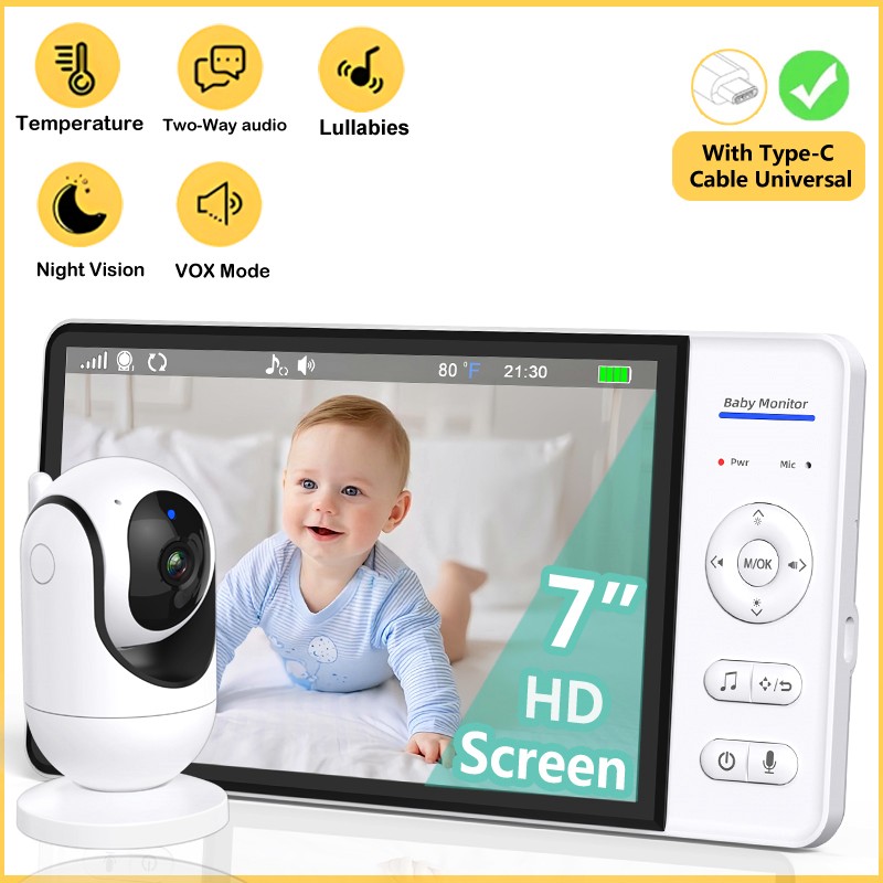 No WiFi 7 Inch Baby Monitor 2- - Audio Music Videos บทวิจารณ์และราคา