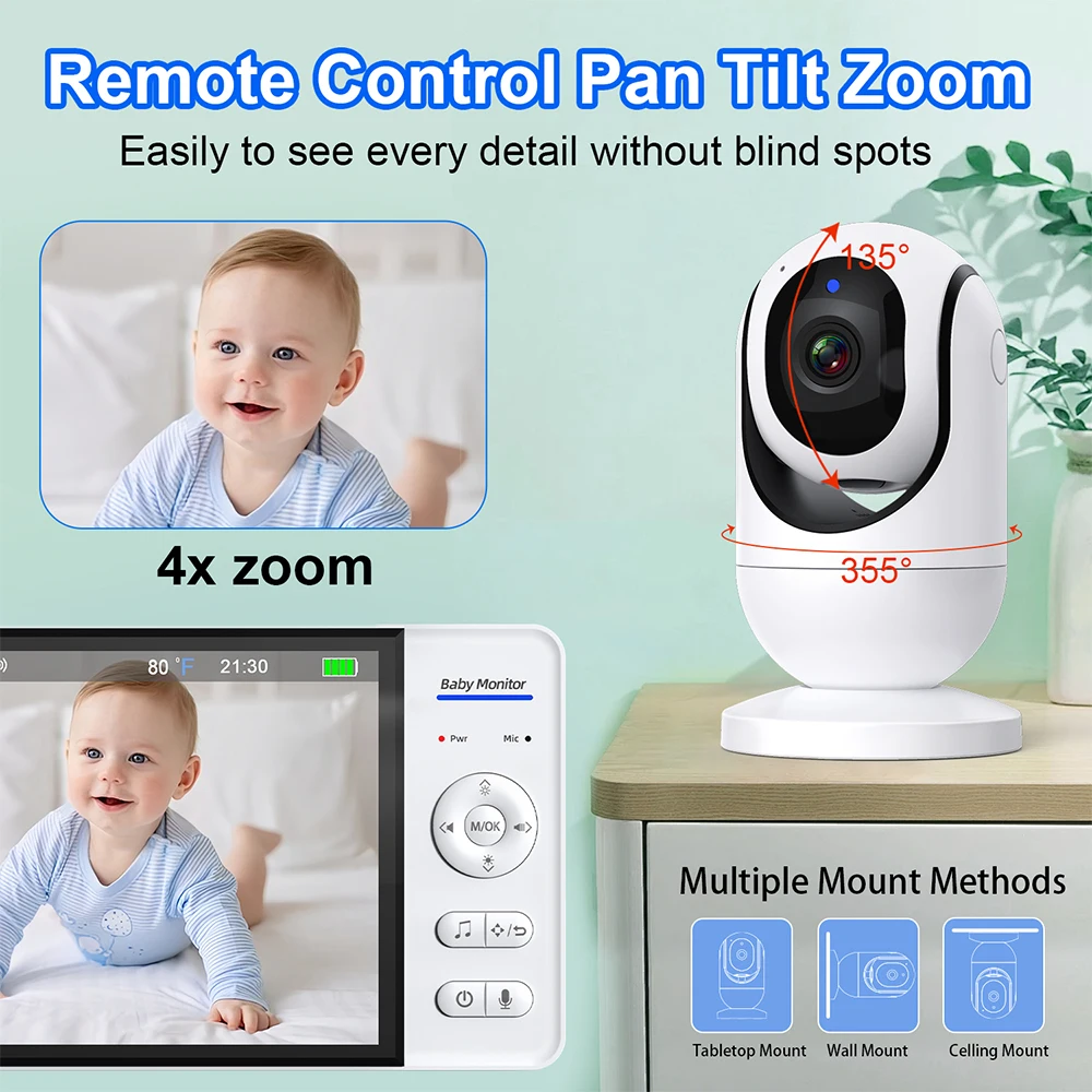 No WiFi 7 Inch Baby Monitor 2- - Audio Music Videos บทวิจารณ์และราคา