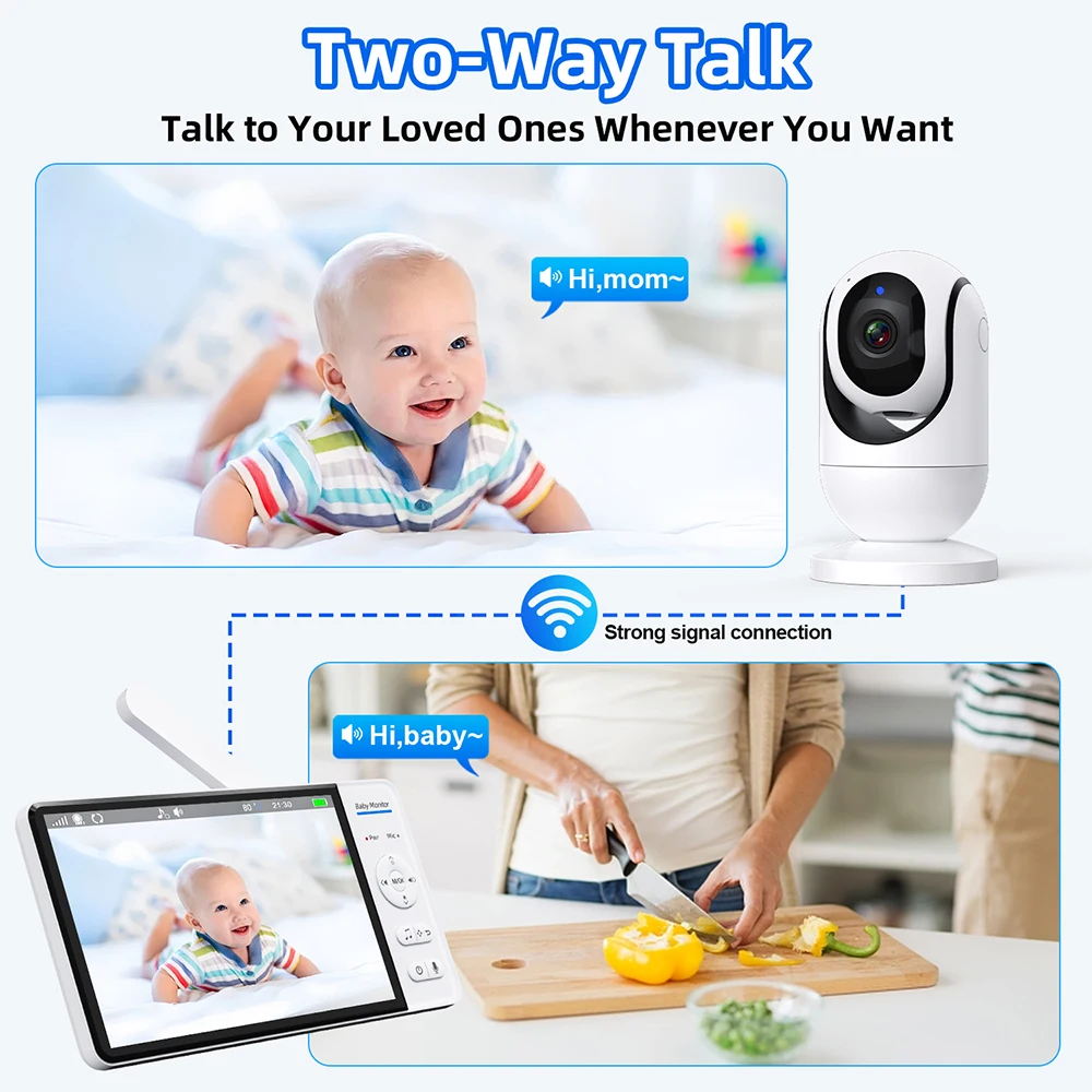 No WiFi 7 Inch Baby Monitor 2- - Audio Music Videos บทวิจารณ์และราคา