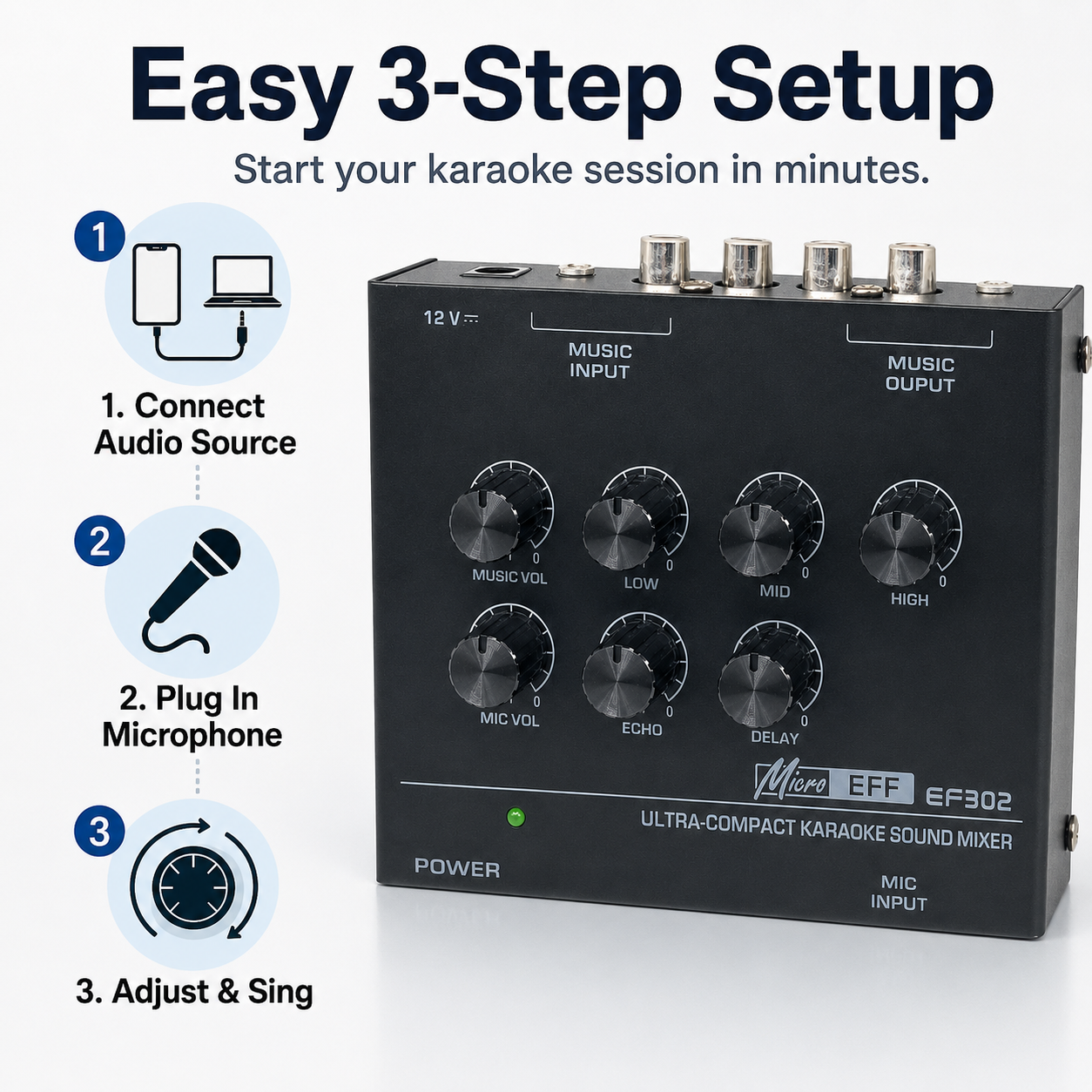 Mini Karaoke Audio Mixer EF302 - Audio And Music Mixer บทวิจารณ์และราคา