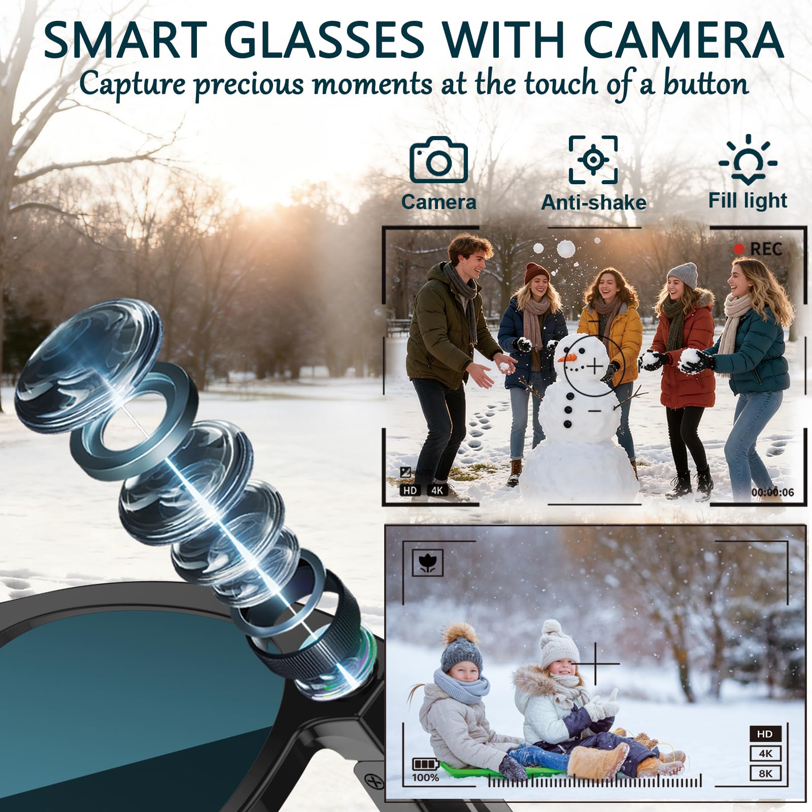 Black Smart Ai Glasses for Men - Audio Music Videos บทวิจารณ์และราคา
