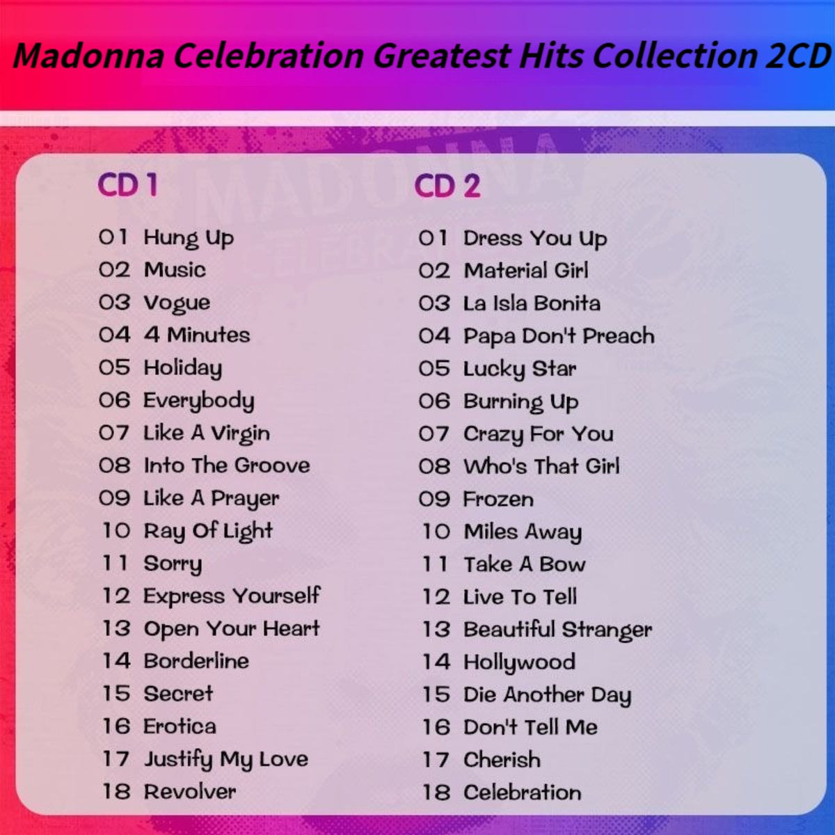 Madonna Celebration The Ultima - Audio Music Only บทวิจารณ์และราคา