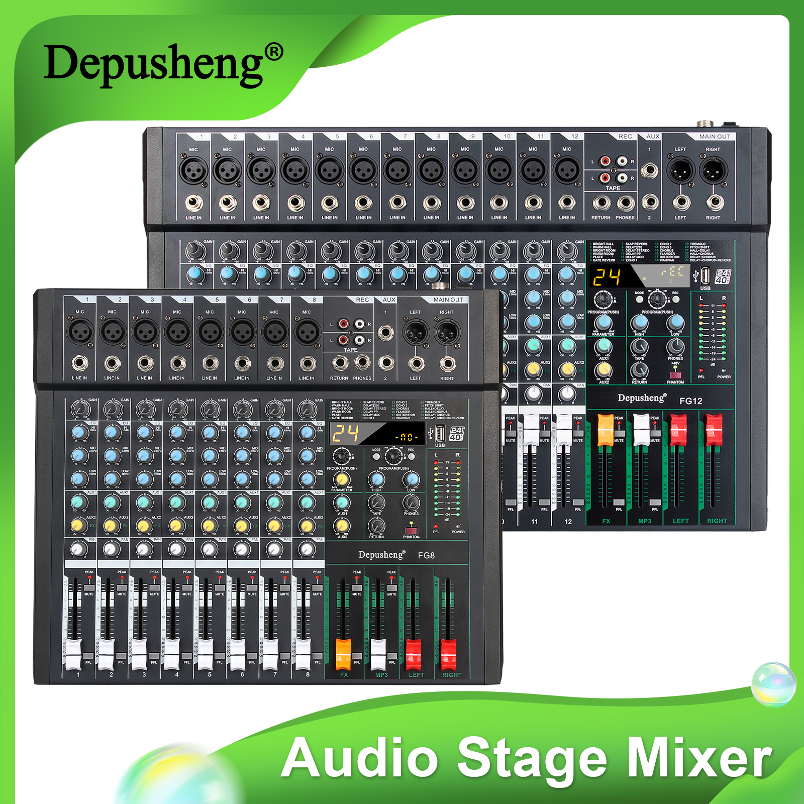 8/12Channel  DJ Console 24DSP  - Audio And Music Mixer บทวิจารณ์และราคา