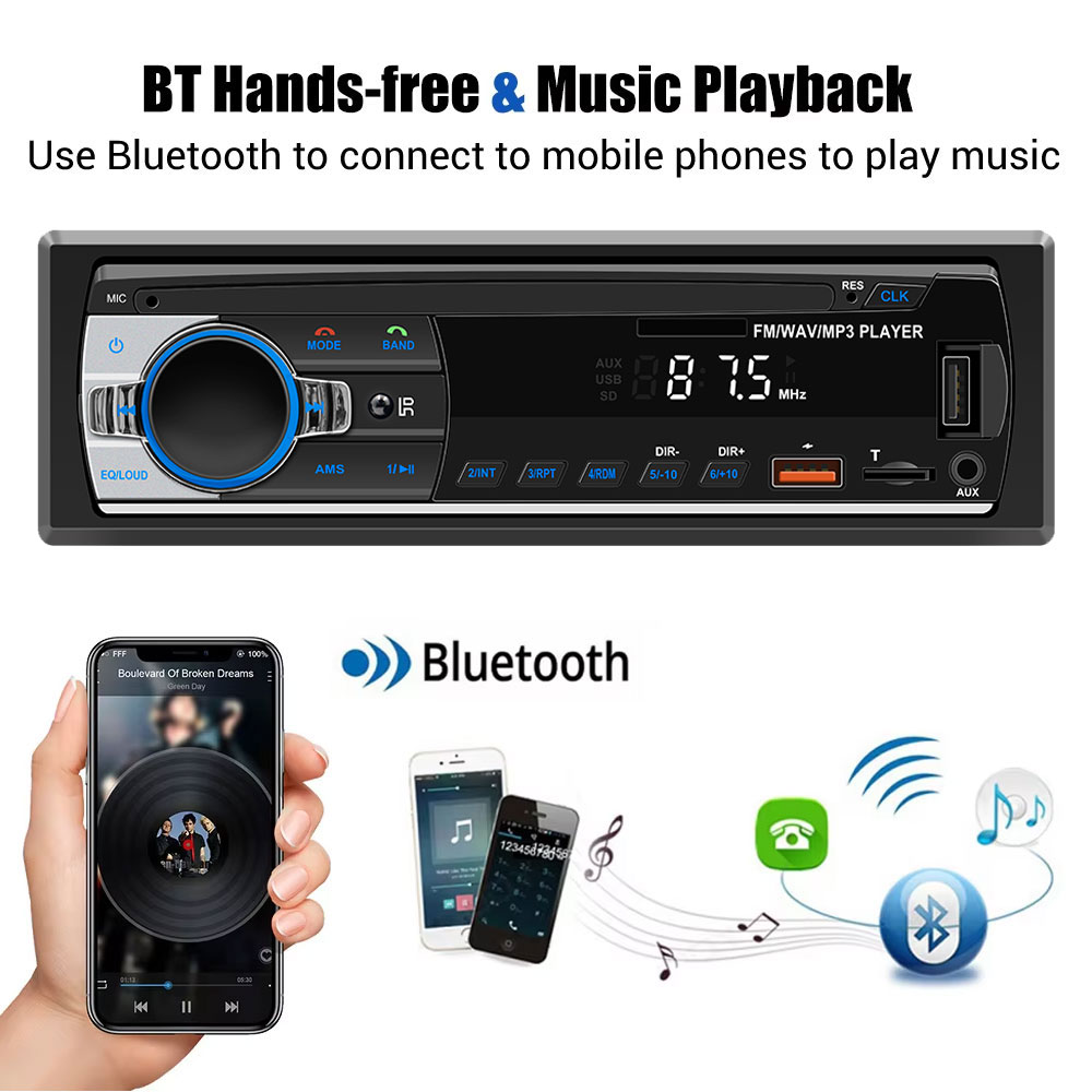 Car Radio 1Din Car MP3 Bluetoo - Audio Universal Music บทวิจารณ์และราคา