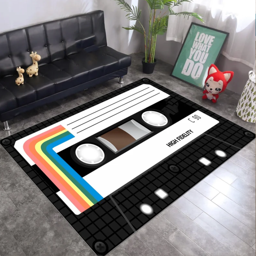 Retro Cassette Tape Rug Colorf - Audio Vibes Music บทวิจารณ์และราคา